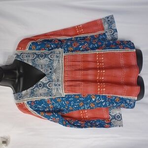 Misslook Long Sleeve Top V Neck Boho Blouse/Tunic Size S